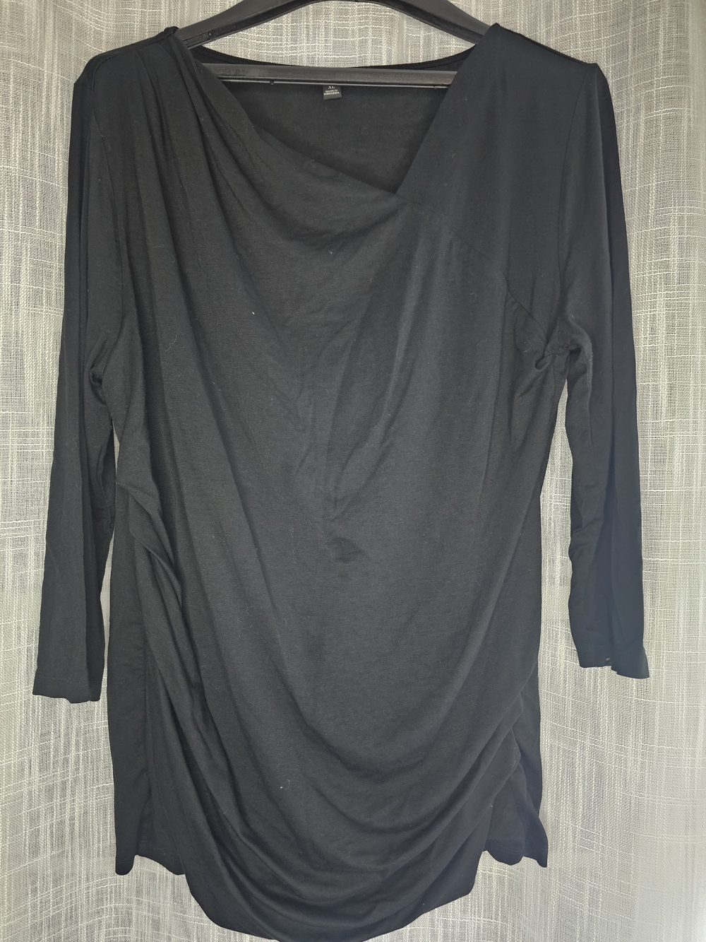 Ann Taylor Black Draped Long-Sleeve Tunic Top